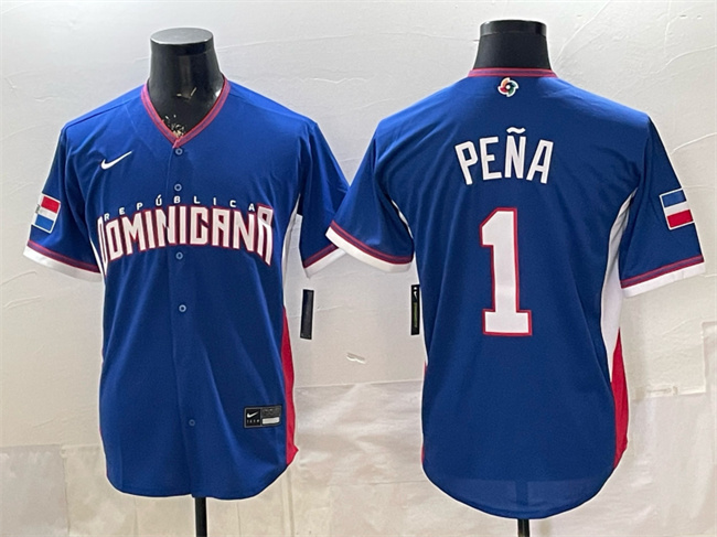 Dominican Republic Baseball #1 Jeremy Pena Royal 2026 World Baseball Classic Road Stadium Stitched Jersey