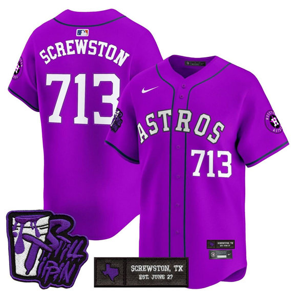 Houston Astros #713 DJ Screw Still Tippin Purple Patch Vapor Limited Stitched Baseball Jersey
