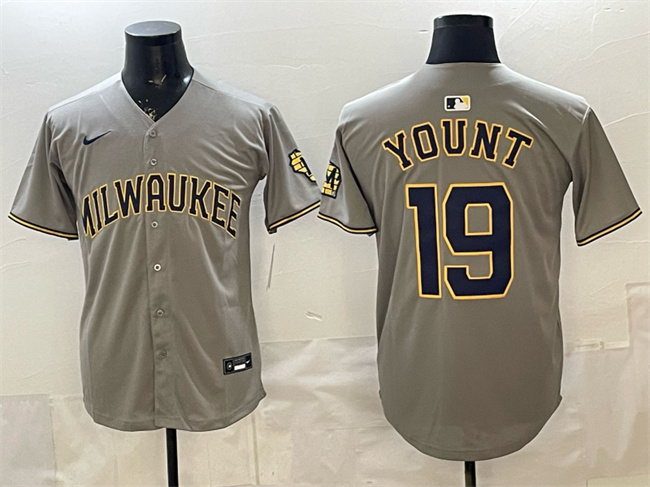 Milwaukee Brewers #19 Robin Yount Grey Home Limited Stitched Jersey