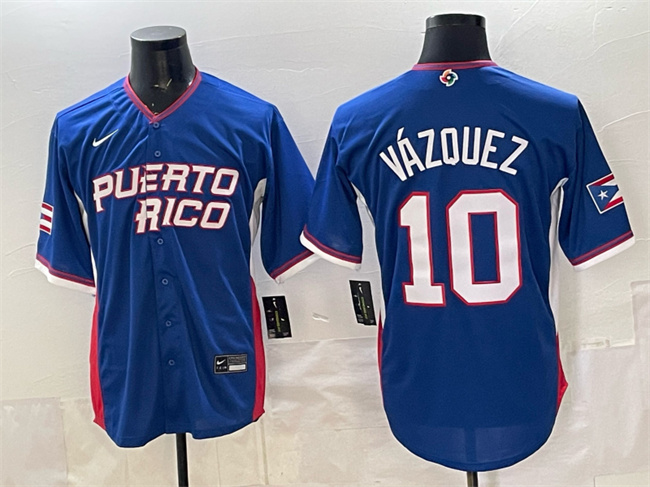 Puerto Rico Baseball #10 Luis V??zquez Royal 2026 World Baseball Classic Road Stadium Stitched Jersey