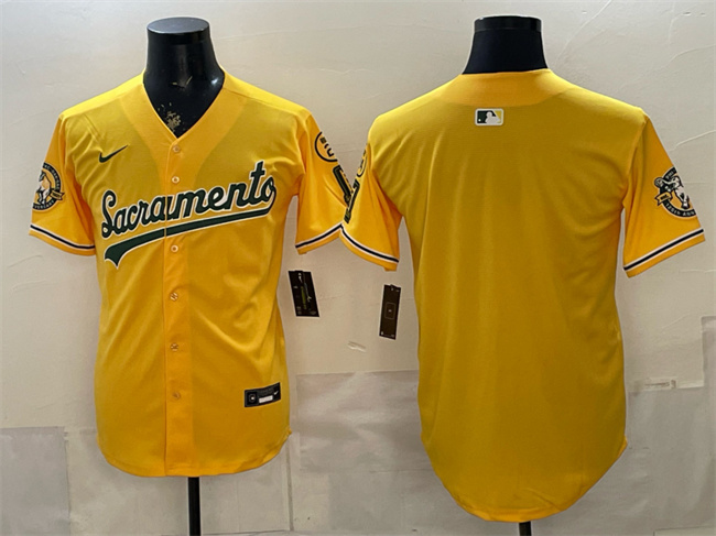 Oakland Athletics Blank 2026 Yellow Alternate Sacramento Celebrating 125 Years Vapor Limited Stitched Baseball Jersey Oakland Athletics Blank 2026 Yellow Alternate Sacramento Celebrating 125 Years Vapor Limited Stitched Baseball Jersey