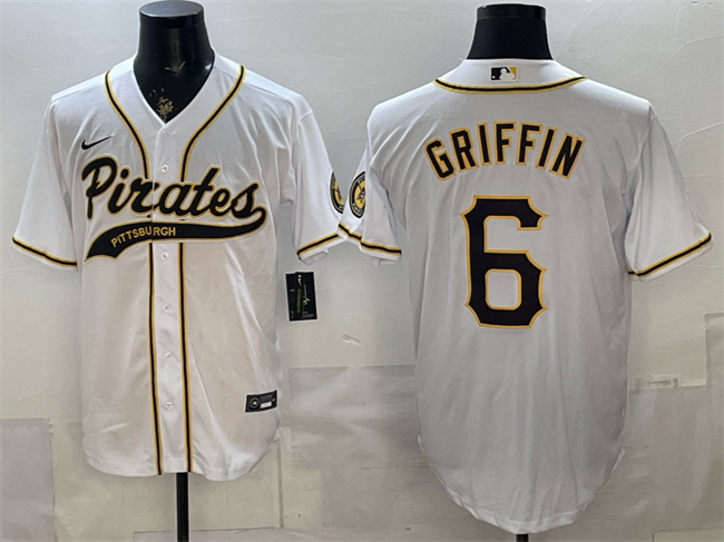 Pittsburgh Pirates #6 Konnor Griffin White Cool Base Stitched Baseball Jersey Pittsburgh Pirates #6 Konnor Griffin White Cool Base Stitched Baseball Jersey