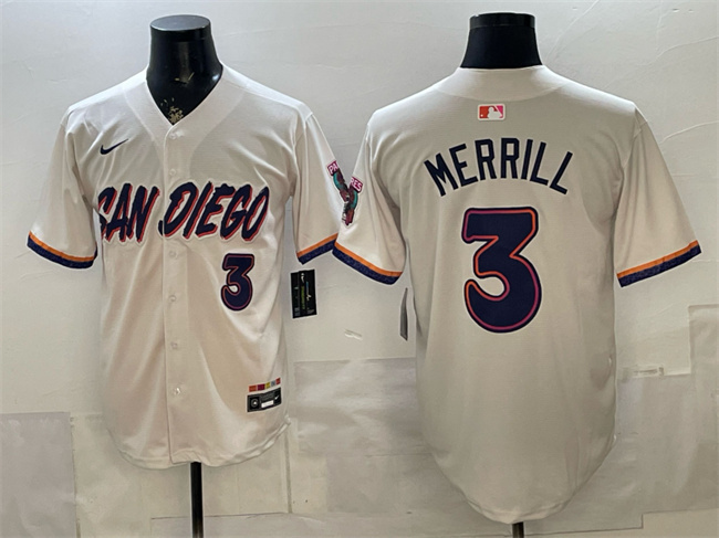 San Diego Padres #3 Jackson Merrill Cream 2026 City Connect Stadium Stitched Baseball Jersey
