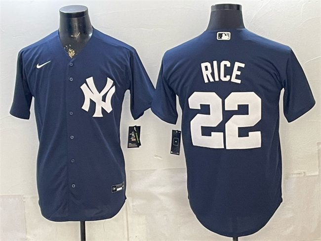 New York Yankees #22 Ben Rice Navy Stitched Baseball Jersey New York Yankees #22 Ben Rice Navy Stitched Baseball Jersey