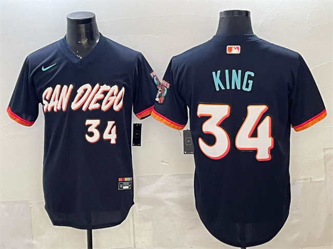 San Diego Padres #34 Michael King Obsidian 2026 City Connect Stadium Stitched Baseball Jersey San Diego Padres #34 Michael King Obsidian 2026 City Connect Stadium Stitched Baseball Jersey