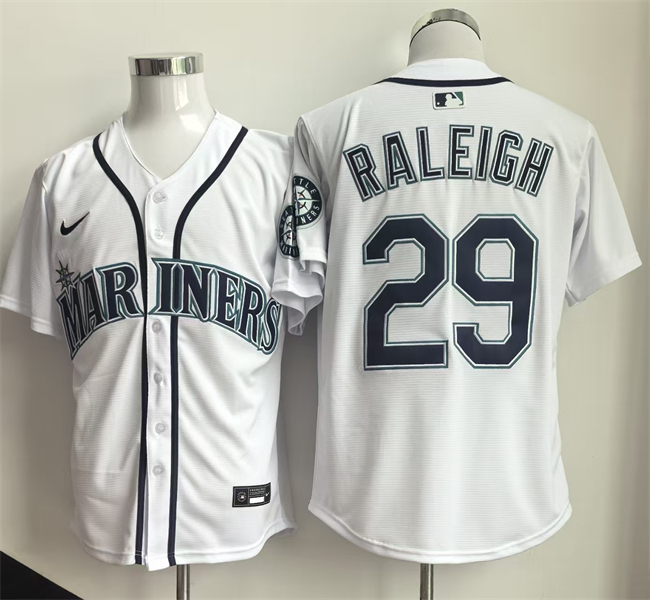 Seattle Mariners #29 Cal Raleigh White Cool Base Stitched Baseball Jersey
