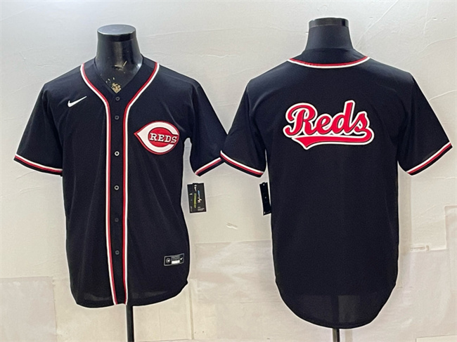 Cincinnati Reds Team Big Logo 2026 Fashion Replica Black Out Stitched Baseball Jersey