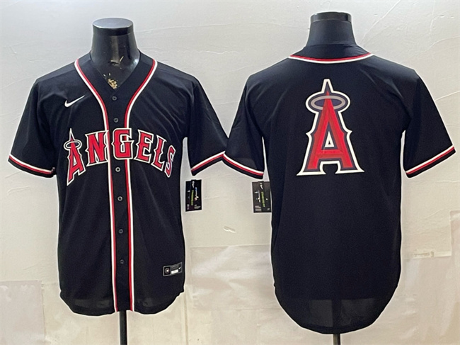 Los Angeles Angels Team Big Logo 2026 Fashion Replica Black Out Stitched Baseball Jersey