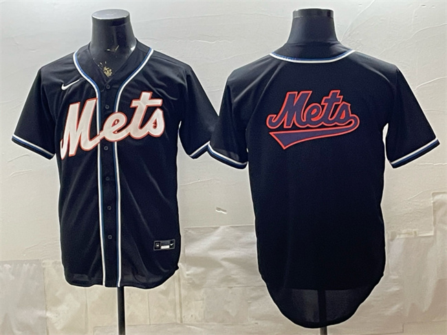 New York Mets Team Big Logo 2026 Fashion Replica Black Out Stitched Baseball Jersey New York Mets Team Big Logo 2026 Fashion Replica Black Out Stitched Baseball Jersey