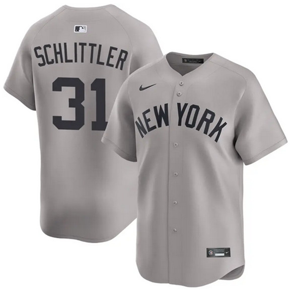 New York Yankees #31 Cam Schlittler Gray 2026 Road Limited Stitched Baseball Jersey New York Yankees #31 Cam Schlittler Gray 2026 Road Limited Stitched Baseball Jersey
