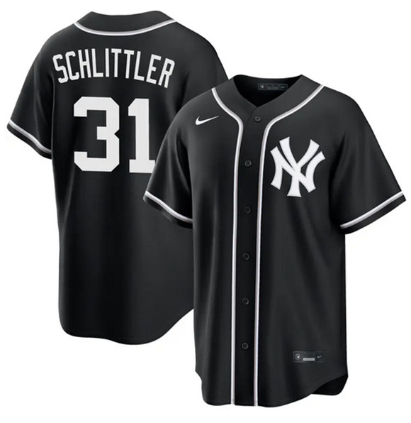 New York Yankees #31 Cam Schlittler 2026 Fashion Replica Black Out Stitched Baseball Jersey New York Yankees #31 Cam Schlittler 2026 Fashion Replica Black Out Stitched Baseball Jersey