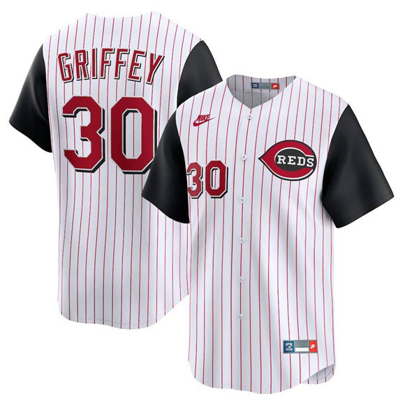 Cincinnati Reds #30 Ken Griffey Jr. White Cooperstown Collection Limited Stitched Baseball Jersey