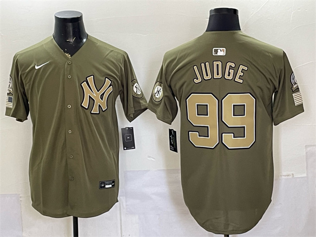 New York Yankees #99 Aaron Judge Olive 2026 Armed Forces Day Stitched Baseball Jersey