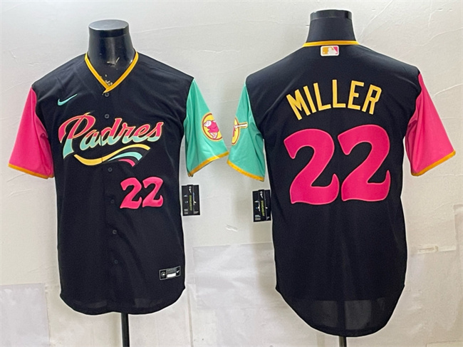 San Diego Padres #22 Mason Miller 2022 Black City Connect Cool Base Stitched Baseball Jersey San Diego Padres #22 Mason Miller 2022 Black City Connect Cool Base Stitched Baseball Jersey