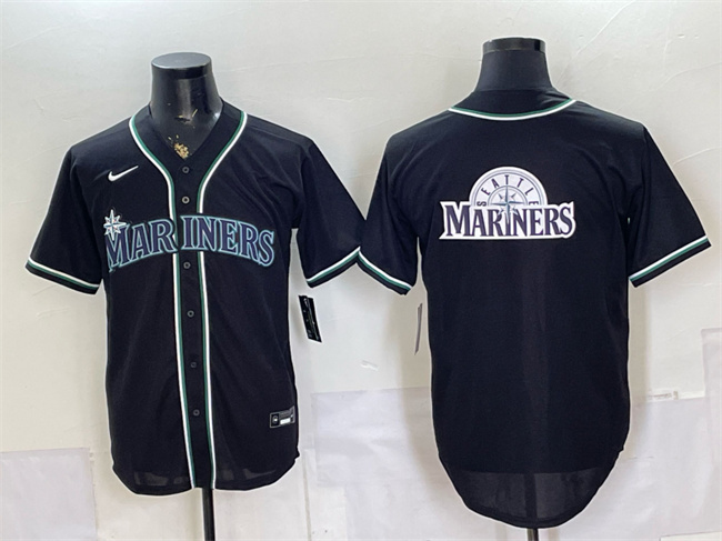 Seattle Mariners Team Big Logo 2026 Fashion Replica Black Out Stitched Baseball Jersey