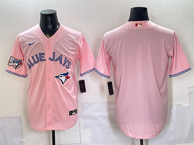 Toronto Blue Jays Blank Pink 50 Seasons Patch Stitched Baseball Jersey Toronto Blue Jays Blank Pink 50 Seasons Patch Stitched Baseball Jersey