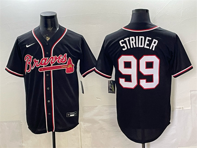 Atlanta Braves #99 Spencer Strider 2026 Fashion Replica Black Out Stitched Baseball Jersey Atlanta Braves #99 Spencer Strider 2026 Fashion Replica Black Out Stitched Baseball Jersey