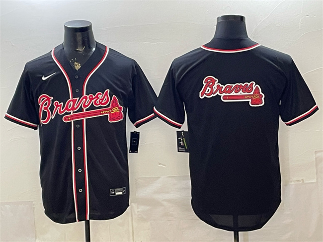 Atlanta Braves Team Big Logo 2026 Fashion Replica Black Out Stitched Baseball Jersey Atlanta Braves Team Big Logo 2026 Fashion Replica Black Out Stitched Baseball Jersey