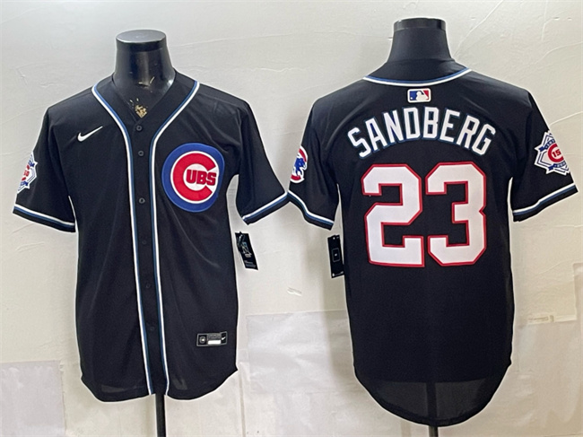 Chicago Cubs #23 Ryne Sandberg 150th Anniversary Black Out Style Vapor Premier Limited Stitched Baseball Jersey