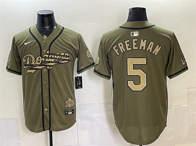 Los Angeles Dodgers #5 Freddie Freeman Olive 2026 Armed Forces Day Stitched Baseball Jersey