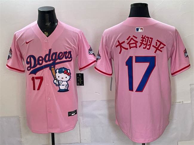Los Angeles Dodgers #17 ??????? Pink Hello Kitty Night 2025 World Series Champions Patch Stitched Baseball Jersey