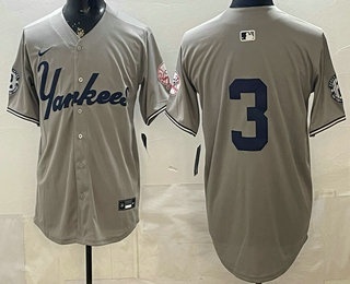 New York Yankees #3 Babe Ruth Grey Without Name Limited Jersey New York Yankees #3 Babe Ruth Grey Without Name Limited Jersey