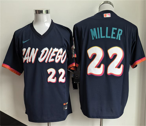 San Diego Padres #22 Mason Miller Obsidian 2026 City Connect Stadium Stitched Baseball Jersey San Diego Padres #22 Mason Miller Obsidian 2026 City Connect Stadium Stitched Baseball Jersey