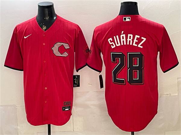 Cincinnati Reds #28 Eugenio Su??rez Red 2026 City Connect Stadium Stitched Baseball Jersey
