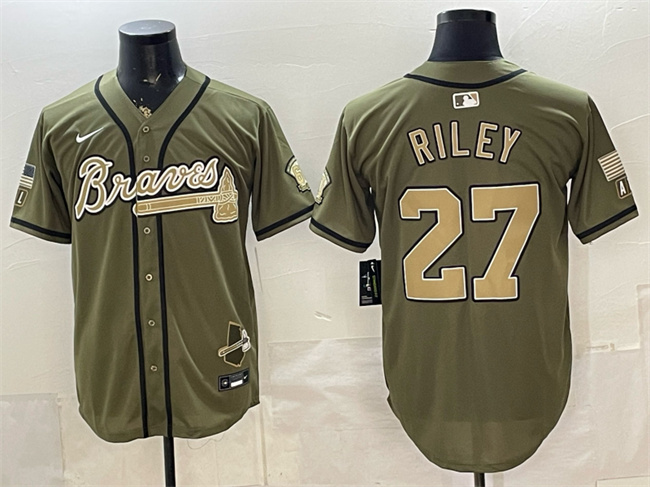 Atlanta Braves #27 Austin Riley Olive 2026 Armed Forces Day Stitched Baseball Jersey Atlanta Braves #27 Austin Riley Olive 2026 Armed Forces Day Stitched Baseball Jersey