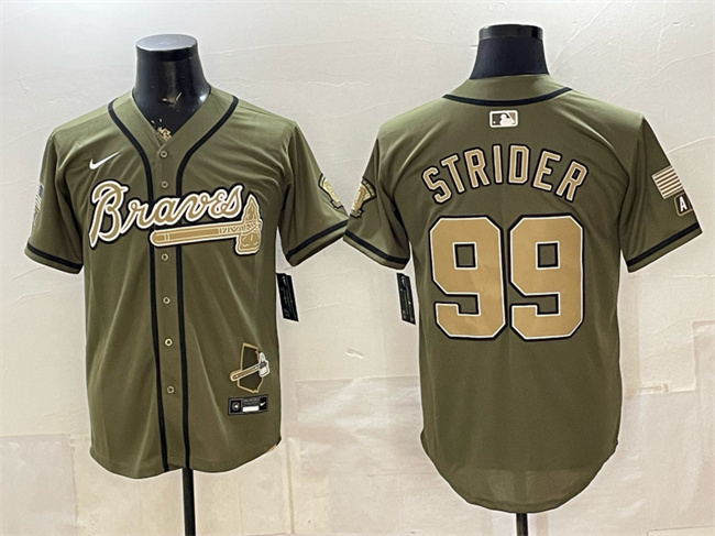 Atlanta Braves #99 Spencer Strider Olive 2026 Armed Forces Day Stitched Baseball Jersey Atlanta Braves #99 Spencer Strider Olive 2026 Armed Forces Day Stitched Baseball Jersey