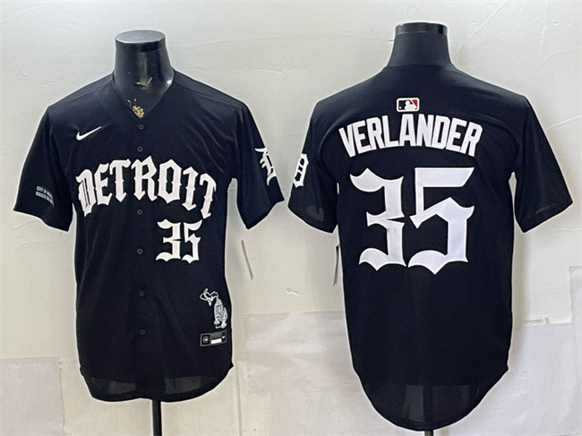 Detroit Tigers #35 Justin Verlander 2026 Black 'Motor Gothic Edition' Vapor Premier Limited Stitched Baseball Jersey Detroit Tigers #35 Justin Verlander 2026 Black 'Motor Gothic Edition' Vapor Premier Limited Stitched Baseball Jersey