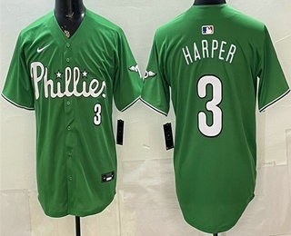 Philadelphia Phillies #3 Bryce Harper Green Limited Stitched Jersey Philadelphia Phillies #3 Bryce Harper Green Limited Stitched Jersey