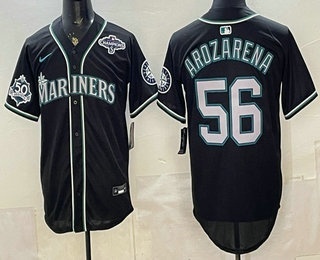 Seattle Mariners #56 Randy Arozarena 50th Black Out Style Vapor Premier Limited Jersey