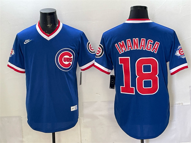 Chicago Cubs #18 Shota Imanaga Royal 150th Anniversary Throwback Vapor Limited Stitched Baseball Jersey