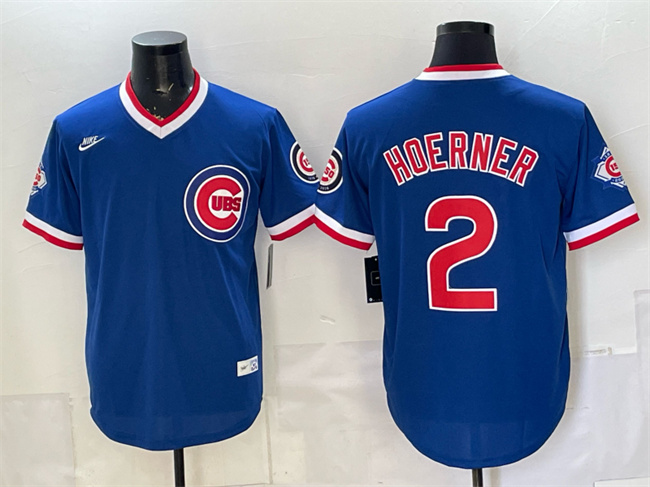 Chicago Cubs #2 Nico Hoerner Royal 150th Anniversary Throwback Vapor Limited Stitched Baseball Jersey