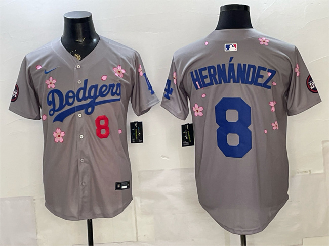 Los Angeles Dodgers #8 Enrique Hernandez Grey 2025 Tokyo Series Limited Stitched Baseball Jersey Los Angeles Dodgers #8 Enrique Hernandez Grey 2025 Tokyo Series Limited Stitched Baseball Jersey