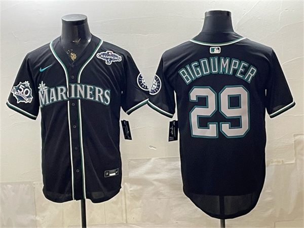 Seattle Mariners #29 Big Dumper 50th Anniversary Black Out Style Vapor Premier Limited Stitched Baseball Jersey