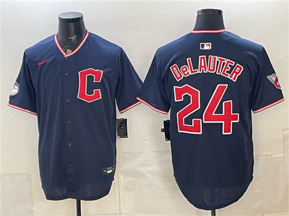 Cleveland Guardians #24 Chase DeLauter Navy Limited Stitched Baseball Jersey