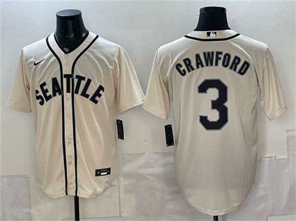 Seattle Mariners #3 J.P. Crawford Cream With Name Alternate Stitched Baseball Jersey