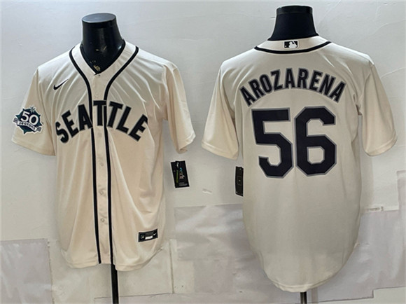 Seattle Mariners #56 Randy Arozarena Cream 50th Anniversary Alternate Stitched Baseball Jersey