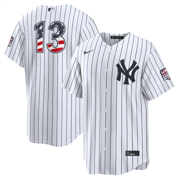 New York Yankees #13 Jazz Chisholm Jr White 2026 USA 250 Fourth of July Home Stadium Stitched Baseball Jersey
