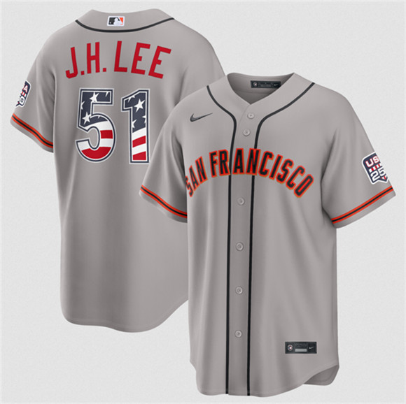 San Francisco Giants #51 Jung Hoo Lee Gray 2026 USA 250 Fourth of July Stitched Baseball Jersey