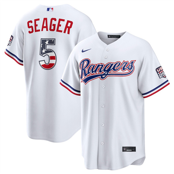 Texas Rangers #5 Corey Seager White 2026 USA 250 Fourth of July Home Stitched Baseball Jersey Texas Rangers #5 Corey Seager White 2026 USA 250 Fourth of July Home Stitched Baseball Jersey
