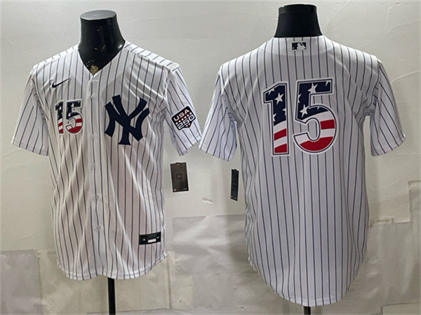 New York Yankees #15 Thurman Munson White 2026 USA 250 Fourth of July Home Stadium Stitched Baseball Jersey