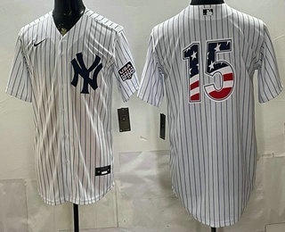 New York Yankees #15 Thurman Munson White 2026 USA 250 Fourth of July Home Stadium Stitched Jersey