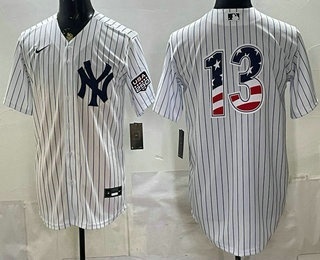New York Yankees #13 Jazz Chisholm Jr White 2026 USA 250 Fourth of July Home Stadium Stitched Jersey