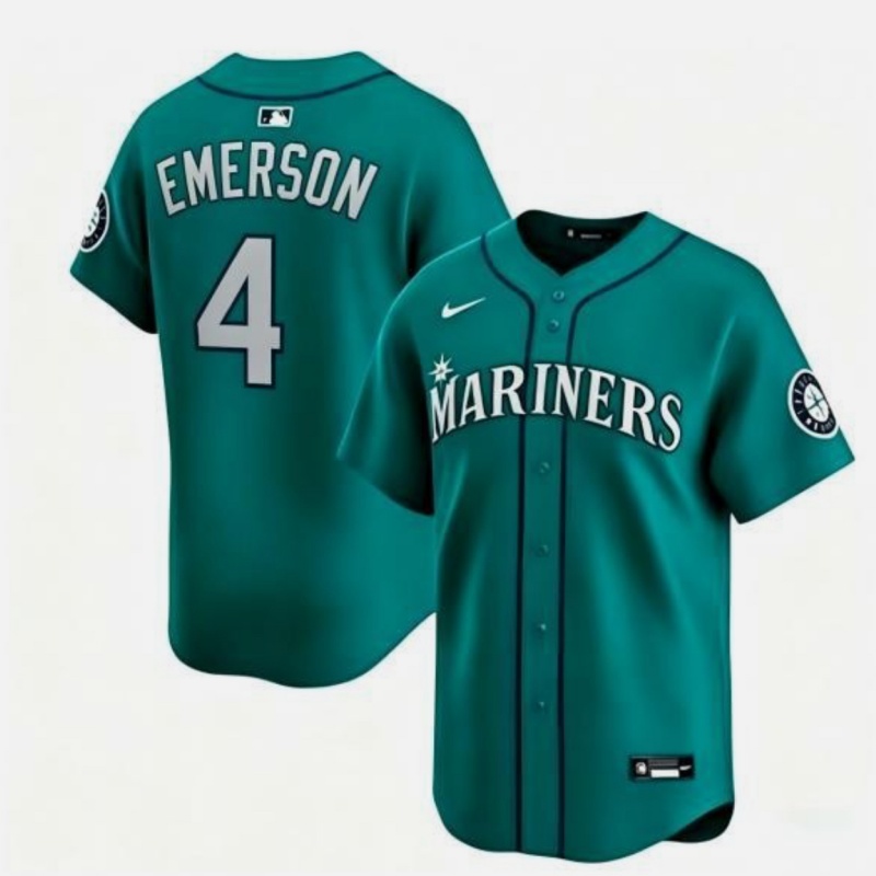 Seattle Mariners #4 Colt Emerson Aqua Limited Stitched jersey