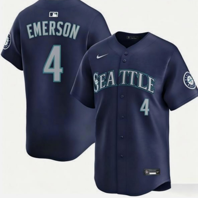 Seattle Mariners #4 Colt Emerson Navy Cool Base Stitched Baseball Jersey