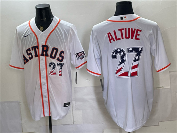 Houston Astros #27 Jose Altuve White USA 250 Fourth of July Home Stitched Baseball Jersey