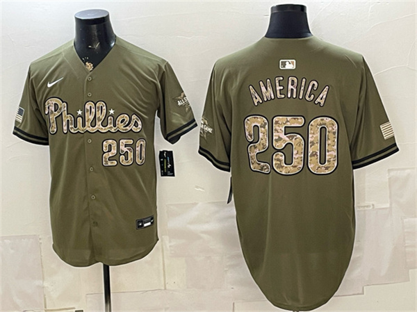 Philadelphia Phillies #250 America Olive 2026 Armed Forces Day Stitched Baseball Jersey Philadelphia Phillies #250 America Olive 2026 Armed Forces Day Stitched Baseball Jersey